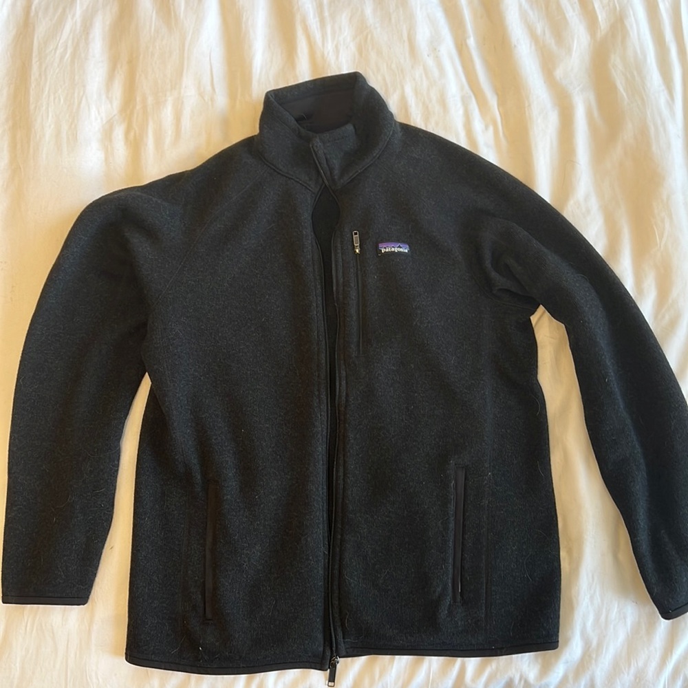 𝅺Patagonia Black Full Zip Better Sweater With Chest Zipper Pocket Men's Large